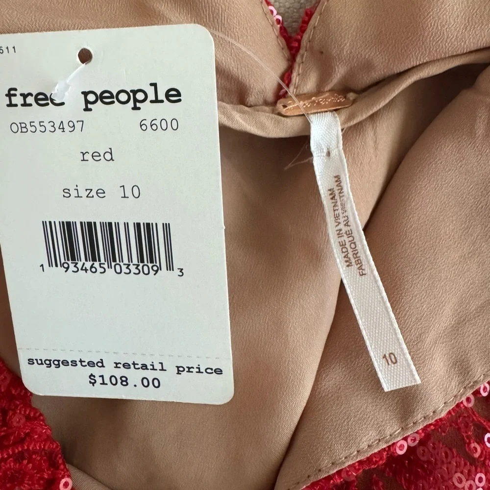 ♥️ Free People Night Shimmers Dress in Red